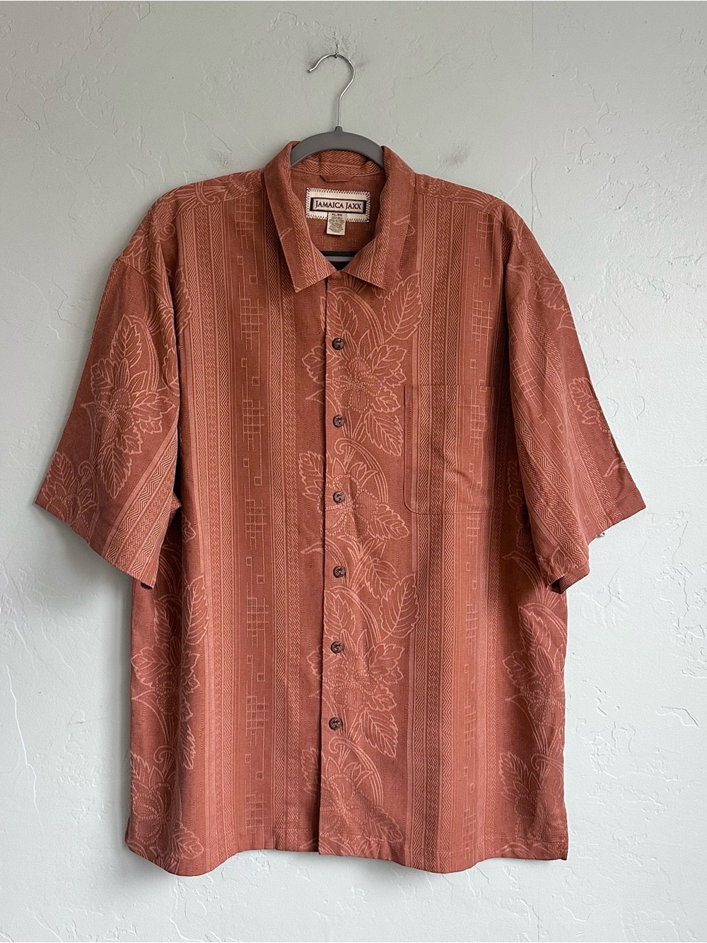 Jamaica Jaxx Rust Floral Short-Sleeve Button-Down Shirt